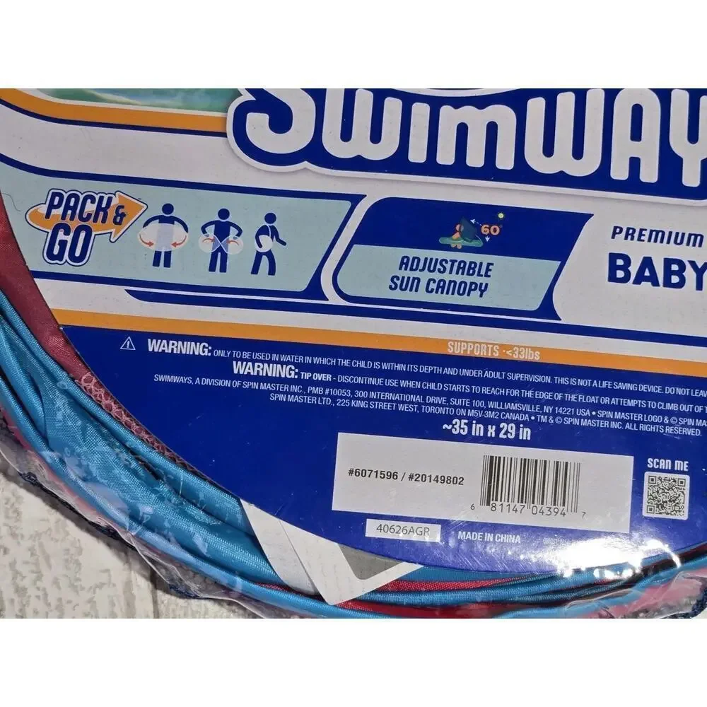 Swimways Premium Baby Springfloat W Sun Canopy 9-24 months Pack & Go Unopened NW